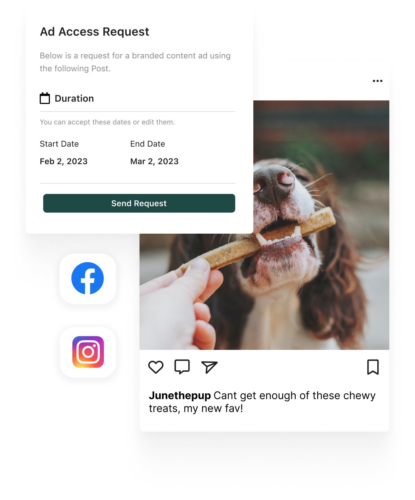 Use Aspire's branded content ad feature to seamlessly request ad access