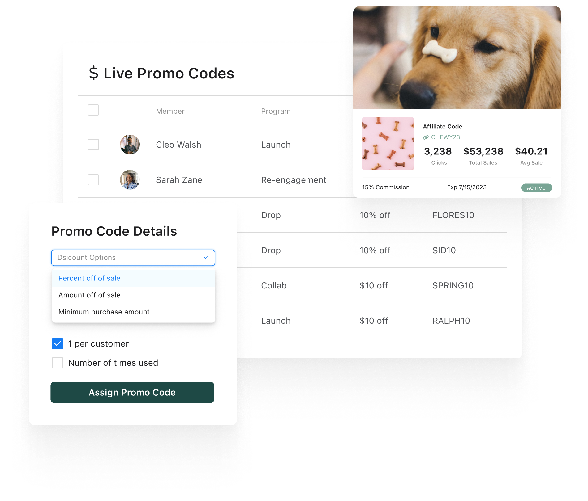 Track the performance of your affiliate campaigns with Aspire's affiliate feature
